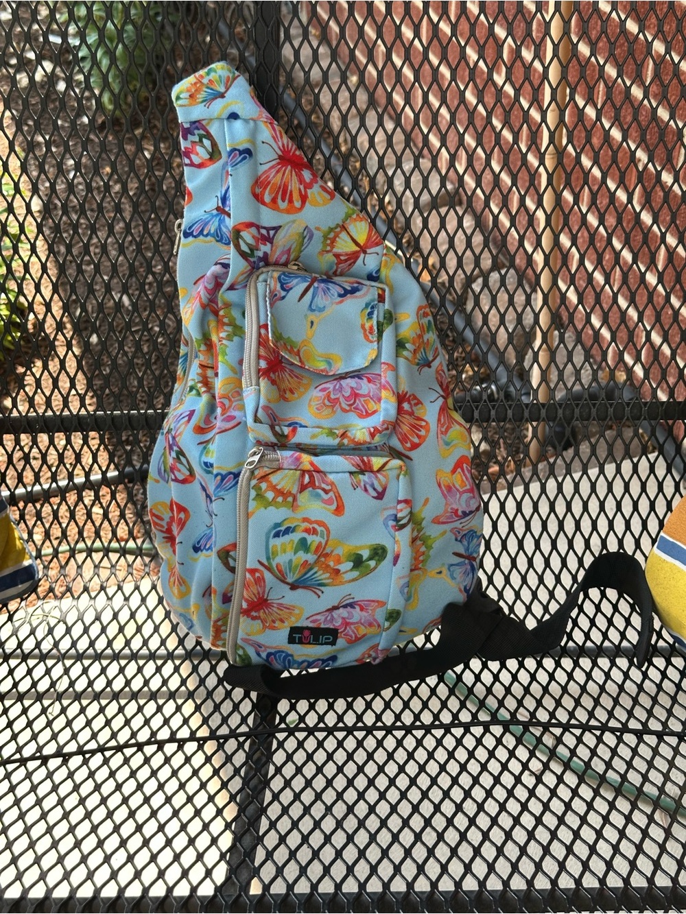 TOUS Butterfly Print Light Blue Sling Bag